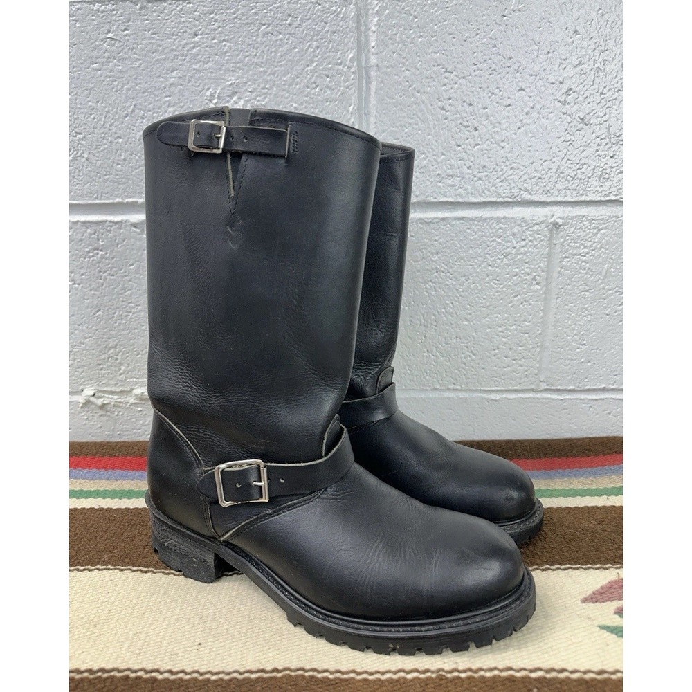 Vintage Double H Engineer Boots Black Leather Buckle Biker / Men’s Size 10.5 B